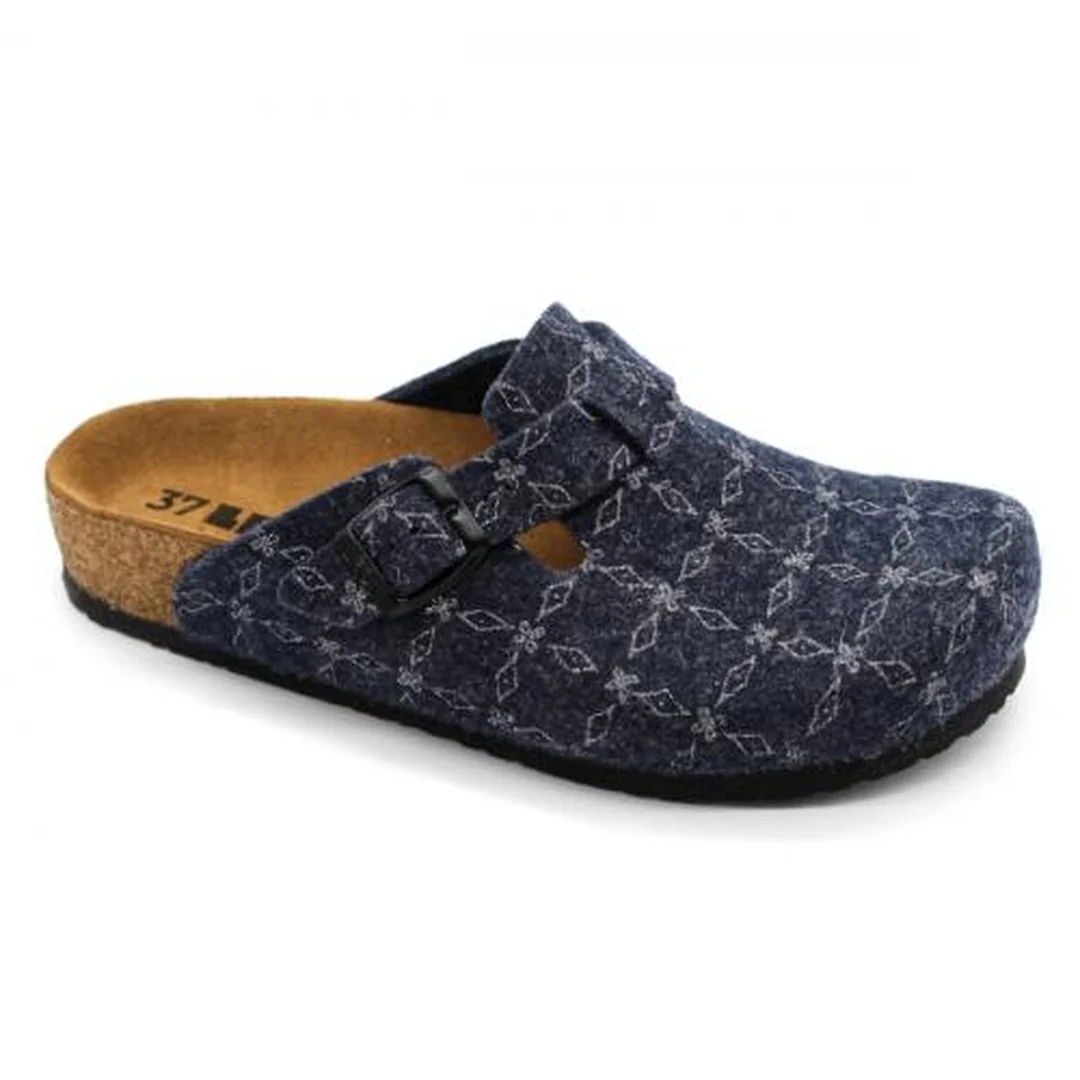 LEON 4260 Dámske zdravotné korkové teplé papuče Modré 38 - 24,5cm, modrá, 2,0 cm