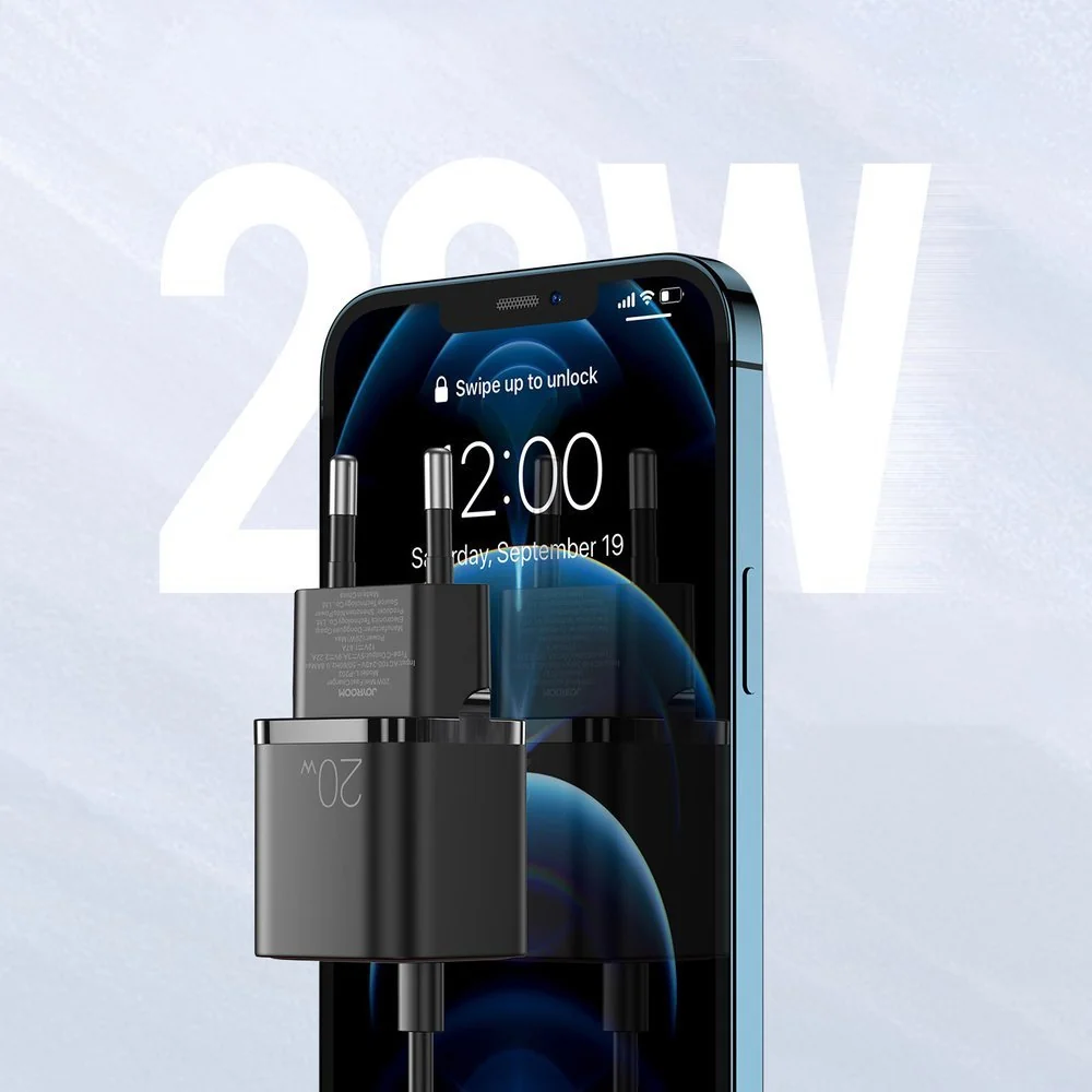 Joyroom Mini Fast Charger sieťová nabíjačka USB-C PD QC 20W, čierna