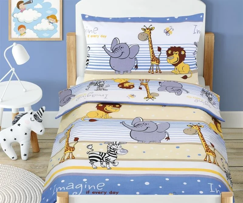 Detské obliečky BEÁTA 90/036 safari modré 100x135,45x60 1×1 ks, detské obliečky