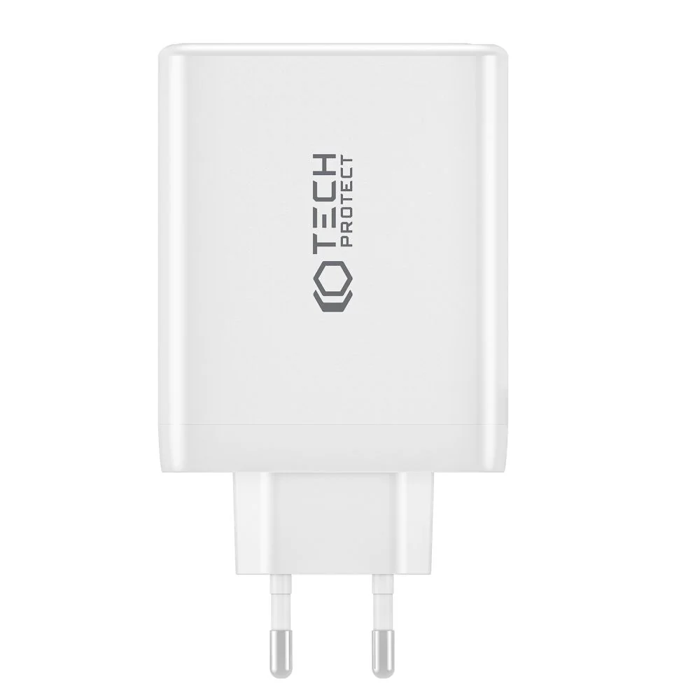 Tech-Protect GaN sieťová nabíjačka USB / 3x USB-C 100W PD QC, biela