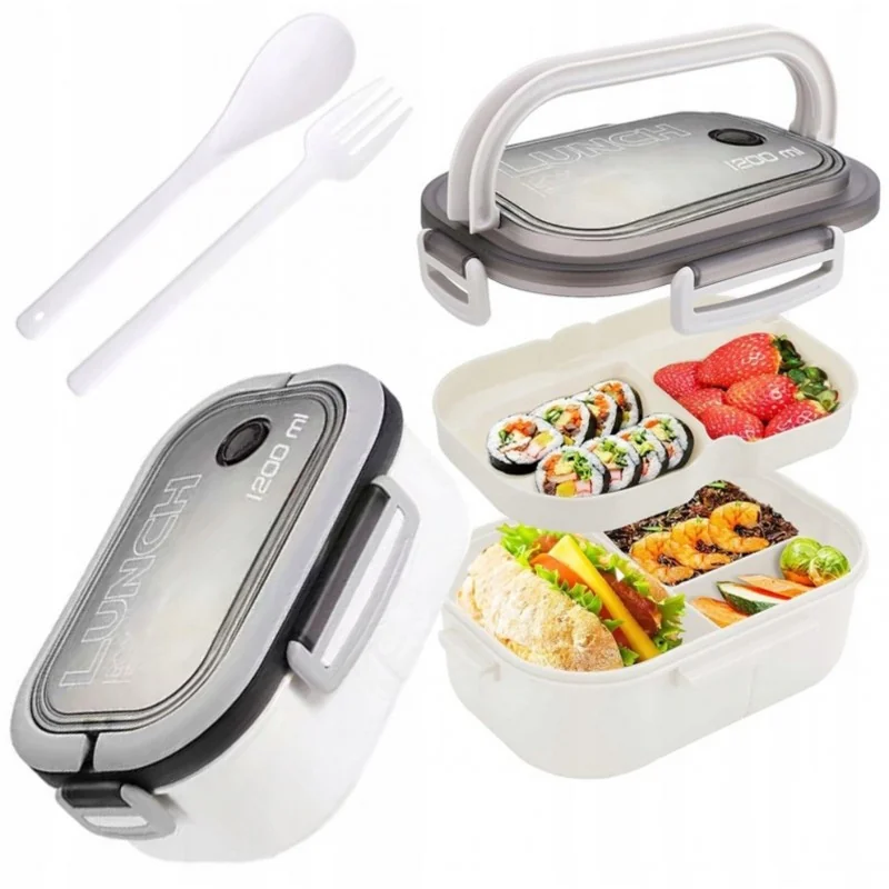 Livefy obedový box s príborom Lunch 1.2l, biely