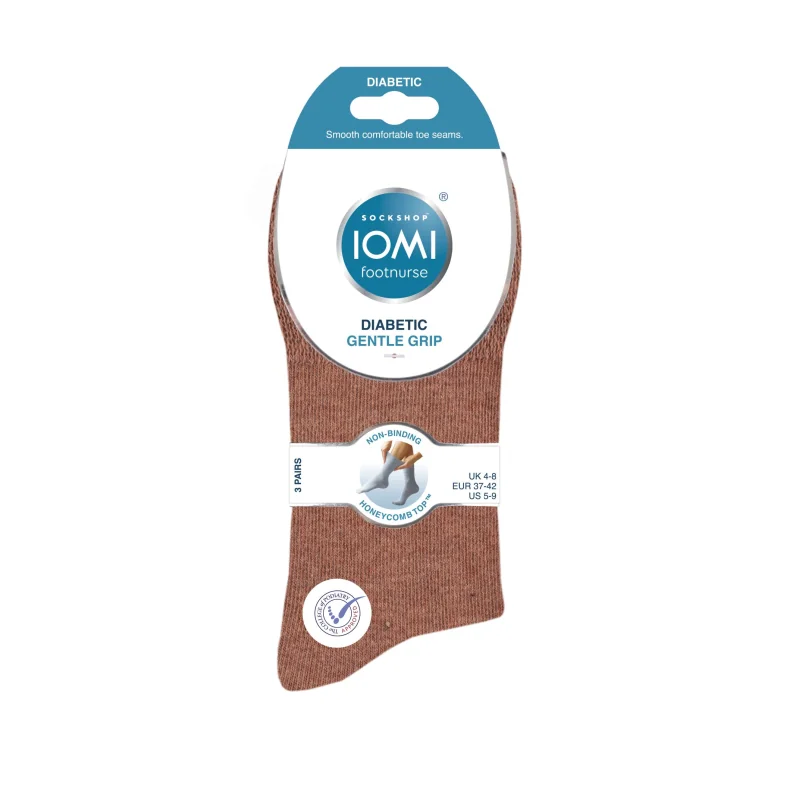 IOMI Gentle Grip dámske Diabetik ponožky TERAKOTA BORDOVÝ mix