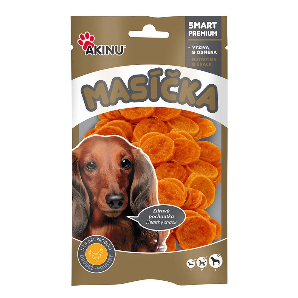 Akinu MASÍČKA Kuracie chipsy pre psov 8 x 75 g