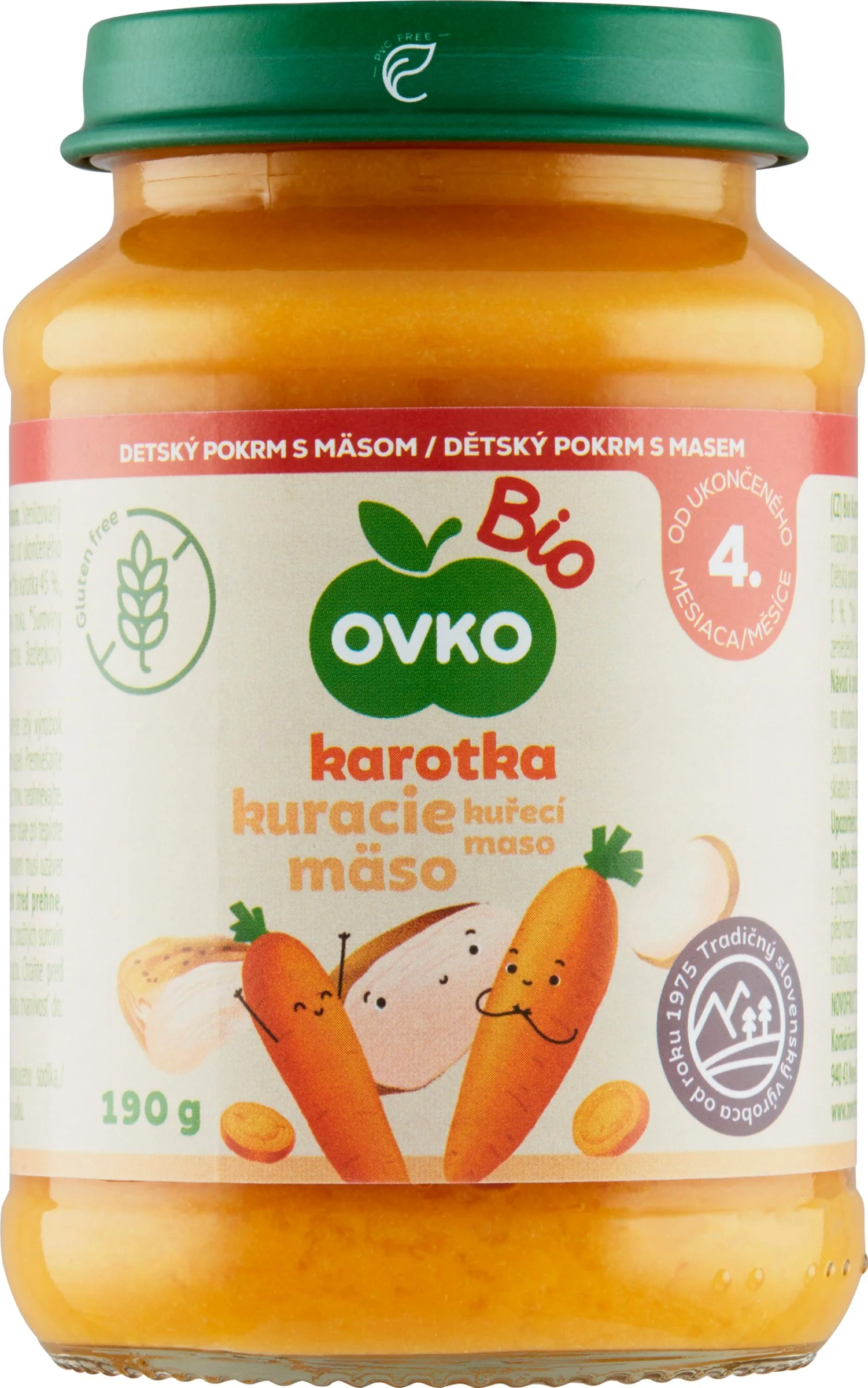 OVKO Bio Príkrm Karotka Kura 1×190 g, zeleninovo-mäsový príkrm