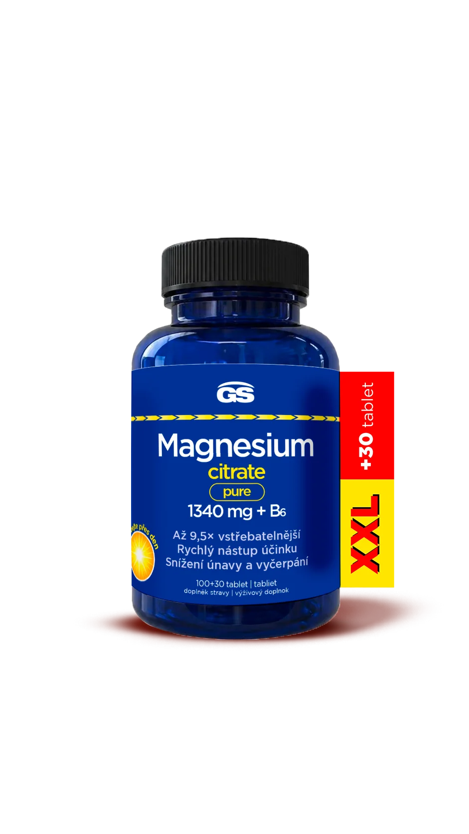 GS Magnesium citrate pure 1340 mg + B6, XXL tbl. 100+30 130 tbl