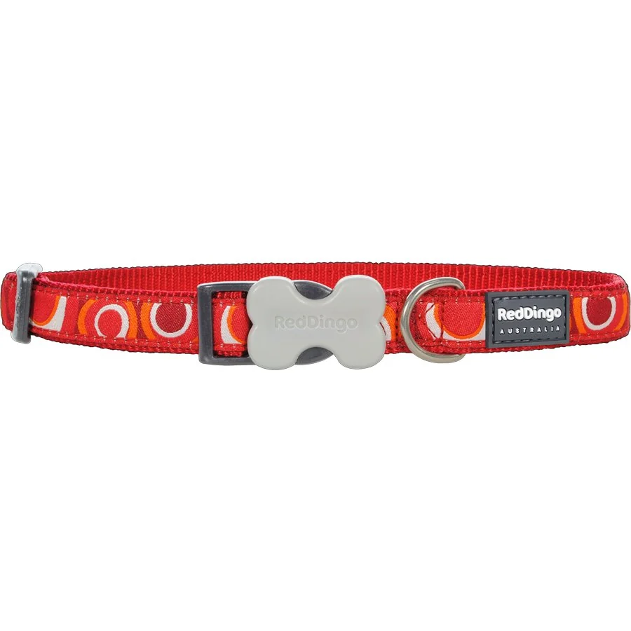 Nylonový obojok Red dingo circadelic červený, Veľkosť: L
