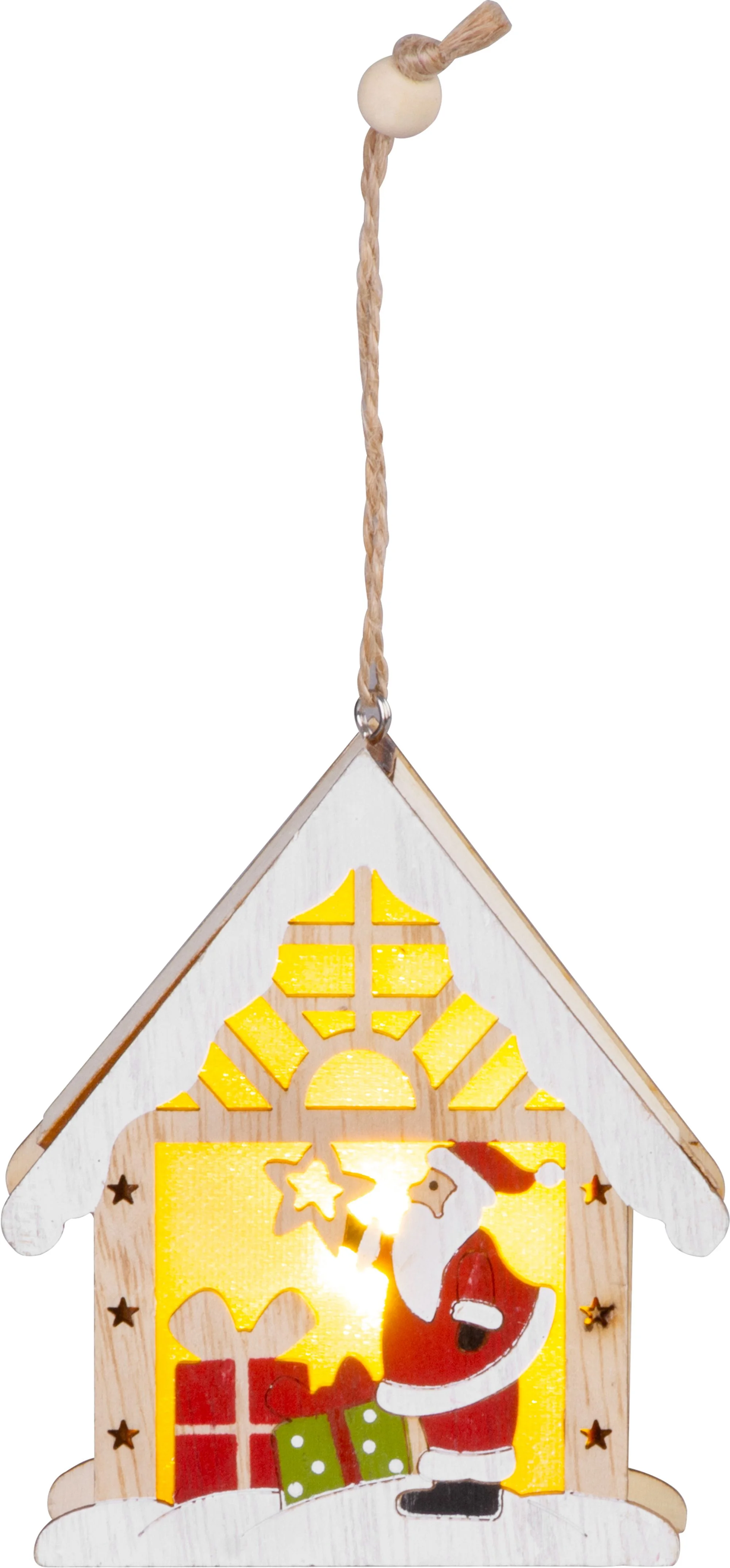 MagicHome vianočný LED Santa v domčeku, balenie 12 ks Závesný, 9x3x10,4 cm