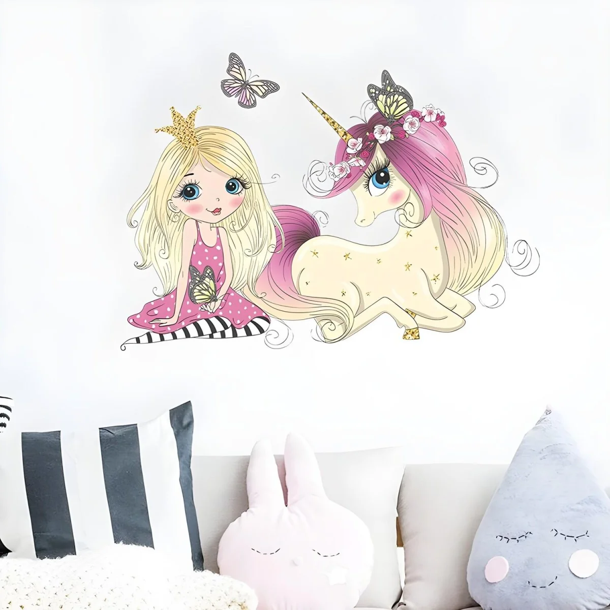 Samolepka na stenu / Tapeta Princess and Unicorn 