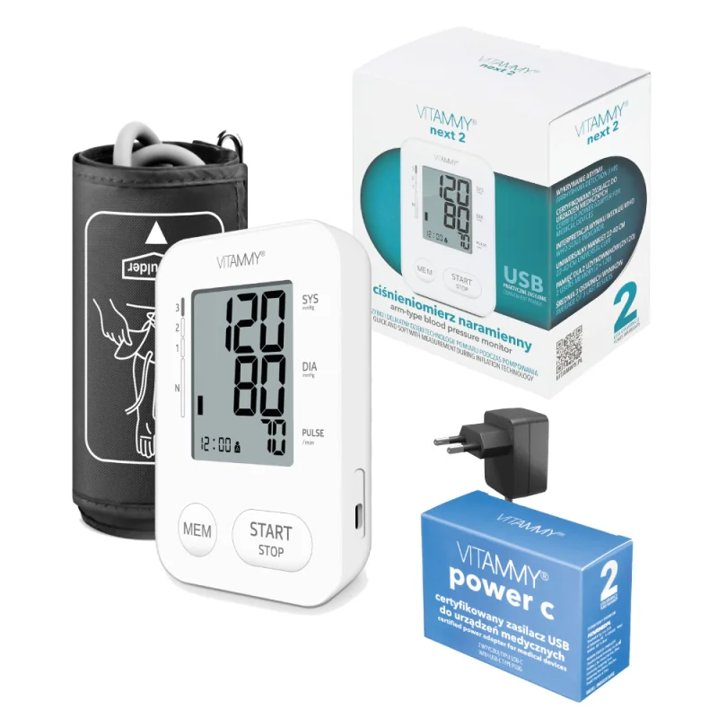 VITAMMY Ramenný tlakomer NEXT 2 + napájací adaptér Power C (USB-C)