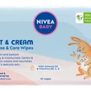 Nivea Baby Čistiace a ošetrujúce 
obrúsky Soft & Cream.