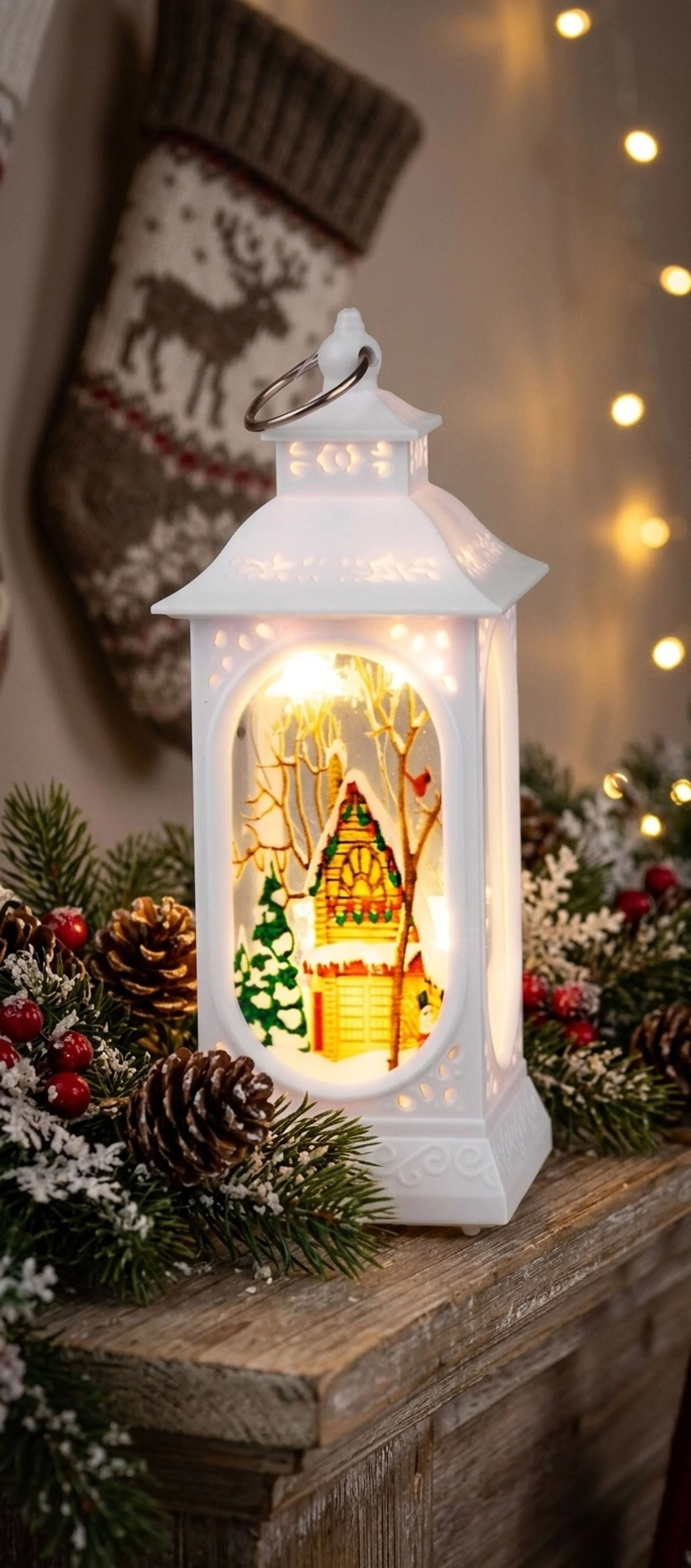 MagicHome vianočný LED lampáš, balenie 12 ks Plast, 5 LED teplá biela, 4.8x4.8x12.8 cm, 3xLR44