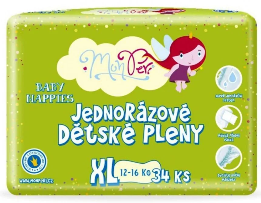 MONPERI Klasik Plienky jednorazové XL (12-16 kg) 34 ks 1×34 ks