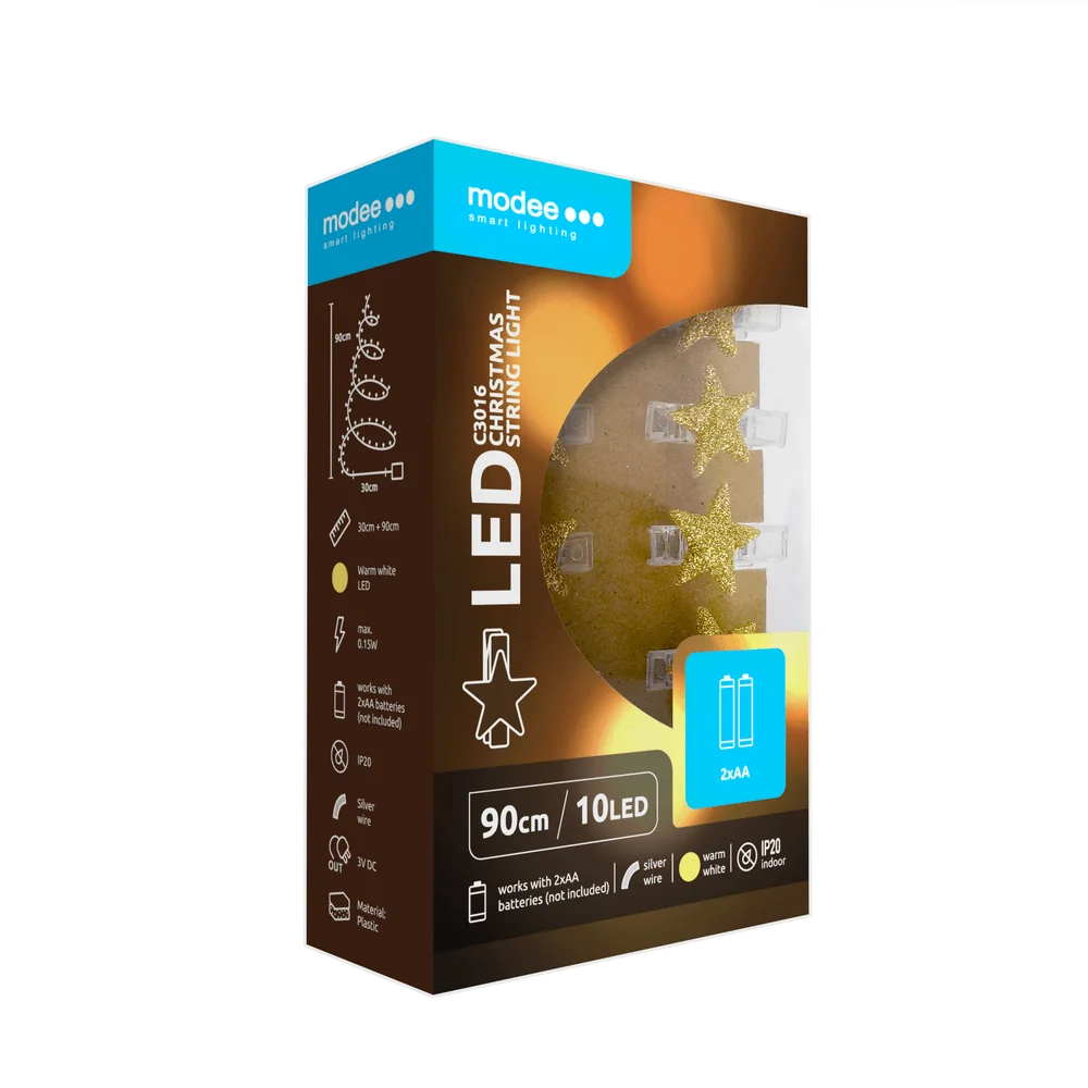 Modee Lighting LED dekorácia 10 LED 90cm štipce hviezdičky 2xAA batérie