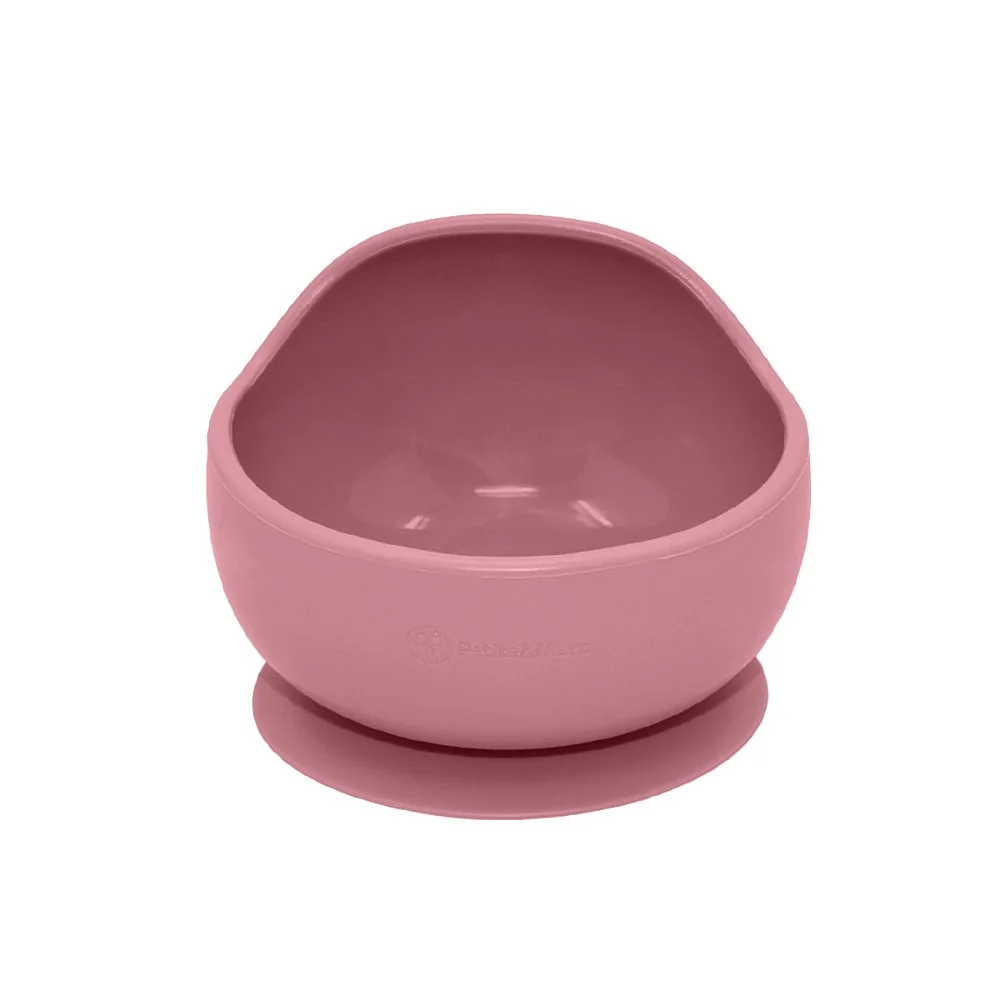 Set jedálenský silikónový TAKE&MATCH 2 ks miska + príbor Dusty Rose 6m+