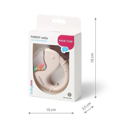 BABYONO Hrkálka papagáj 3m+ 1×1 ks, hrkálka