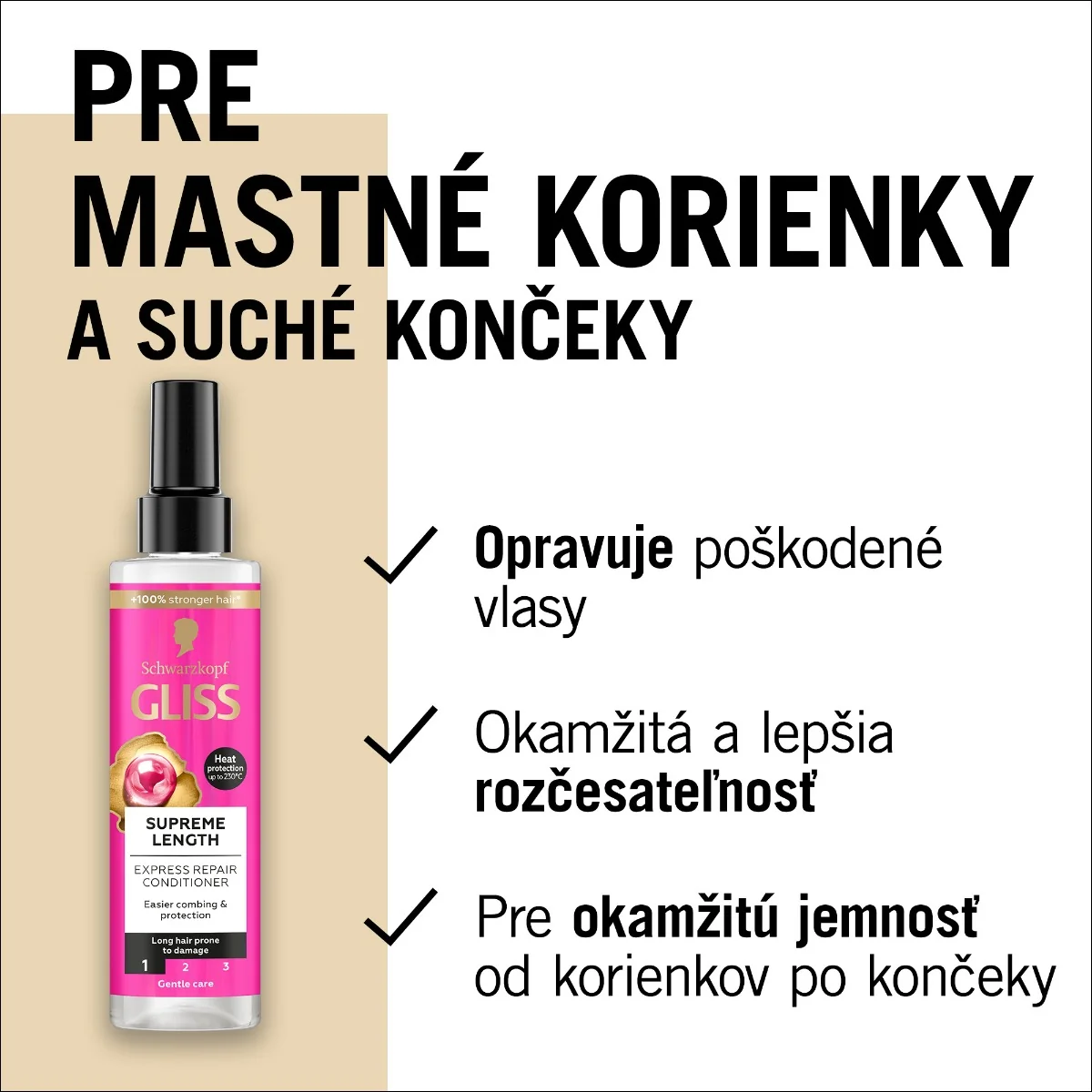 Schwarzkopf Gliss kondicionér v spreji Supreme Length 1×200 ml, kondicionér