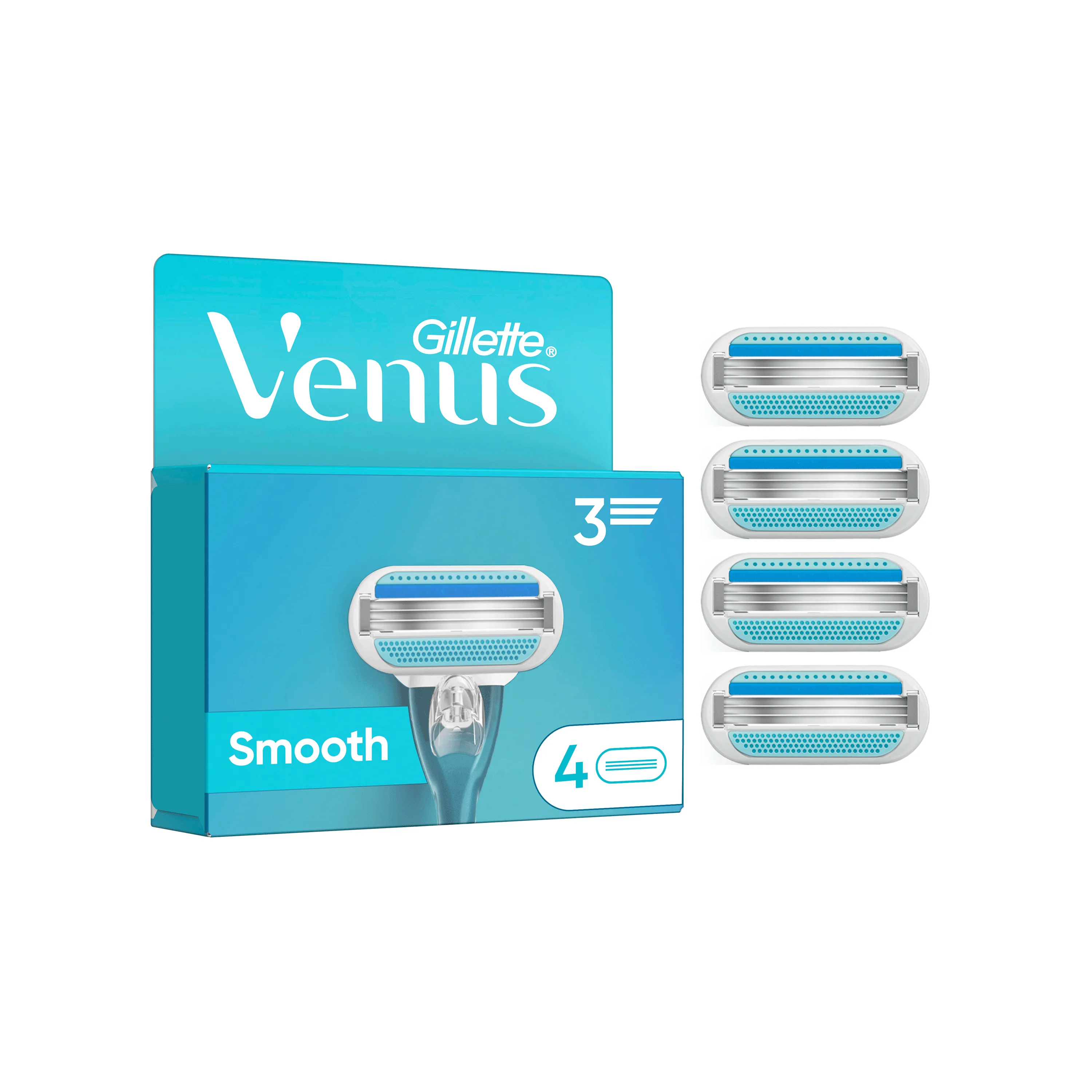 Gillette Venus Smooth náhradné holiace hlavice +4 náhradné holiace hlavice 1 set