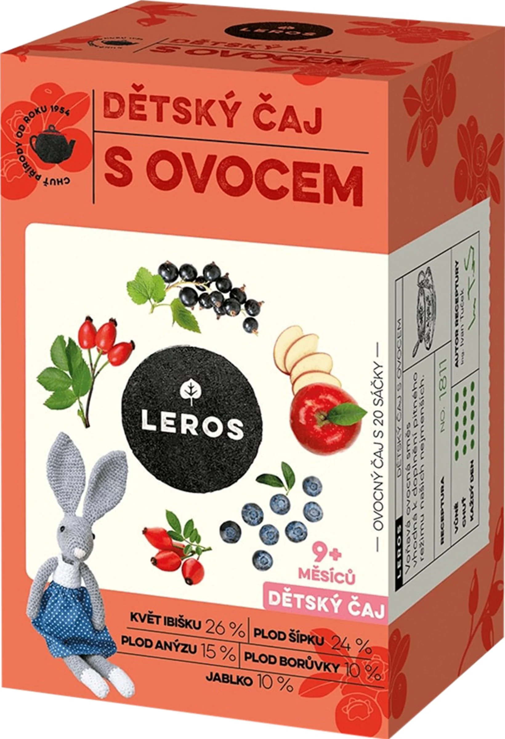 LEROS Detský čaj s ovocím 20×2 g, čaj
