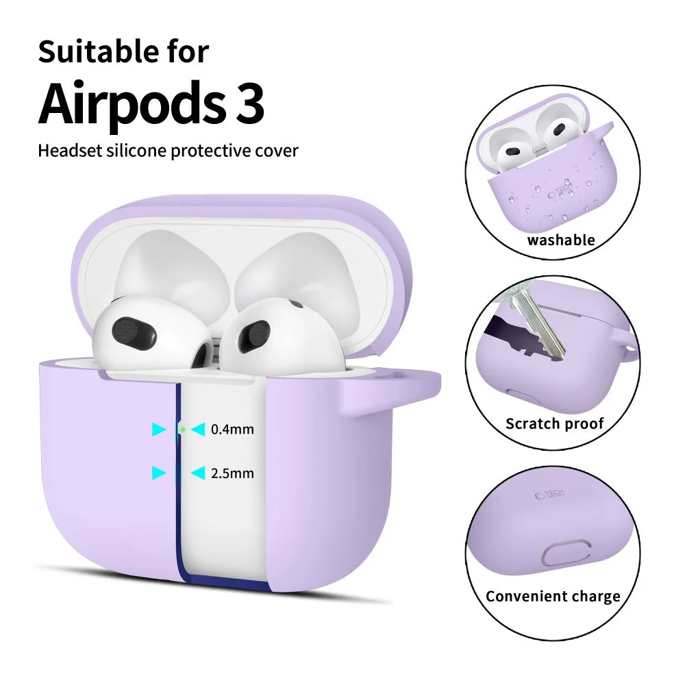 Tech-Protect Silicone Hook puzdro na Apple AirPods 3, fialové
