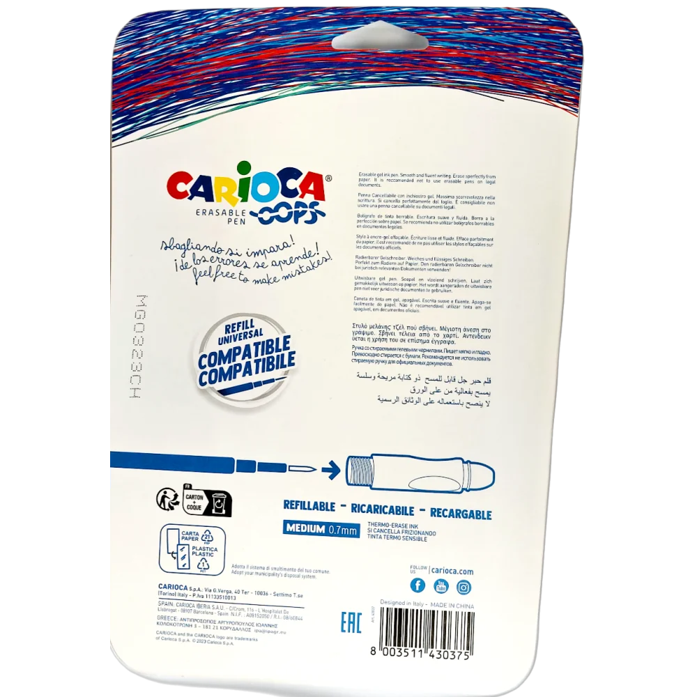 Gumovacie perá farebné Carioca Frixion 6 ks-CARIOCA
