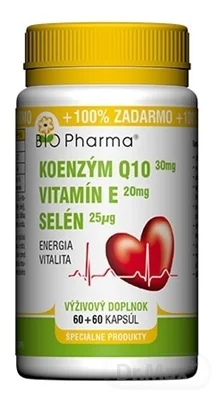 BIO Pharma Koenzým Q10 30mg + Vit.E 20mg + Selén 25μg 1×120 cps, koenzým
