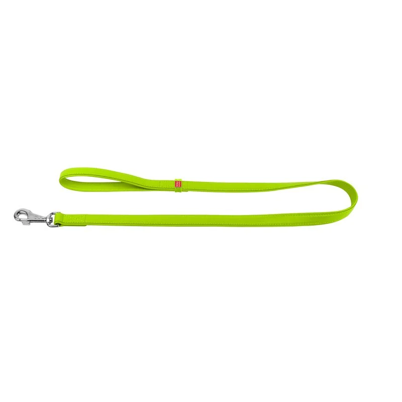 Ploché kožené vodítko zelenej farby 122cm, šírka: 12 mm
