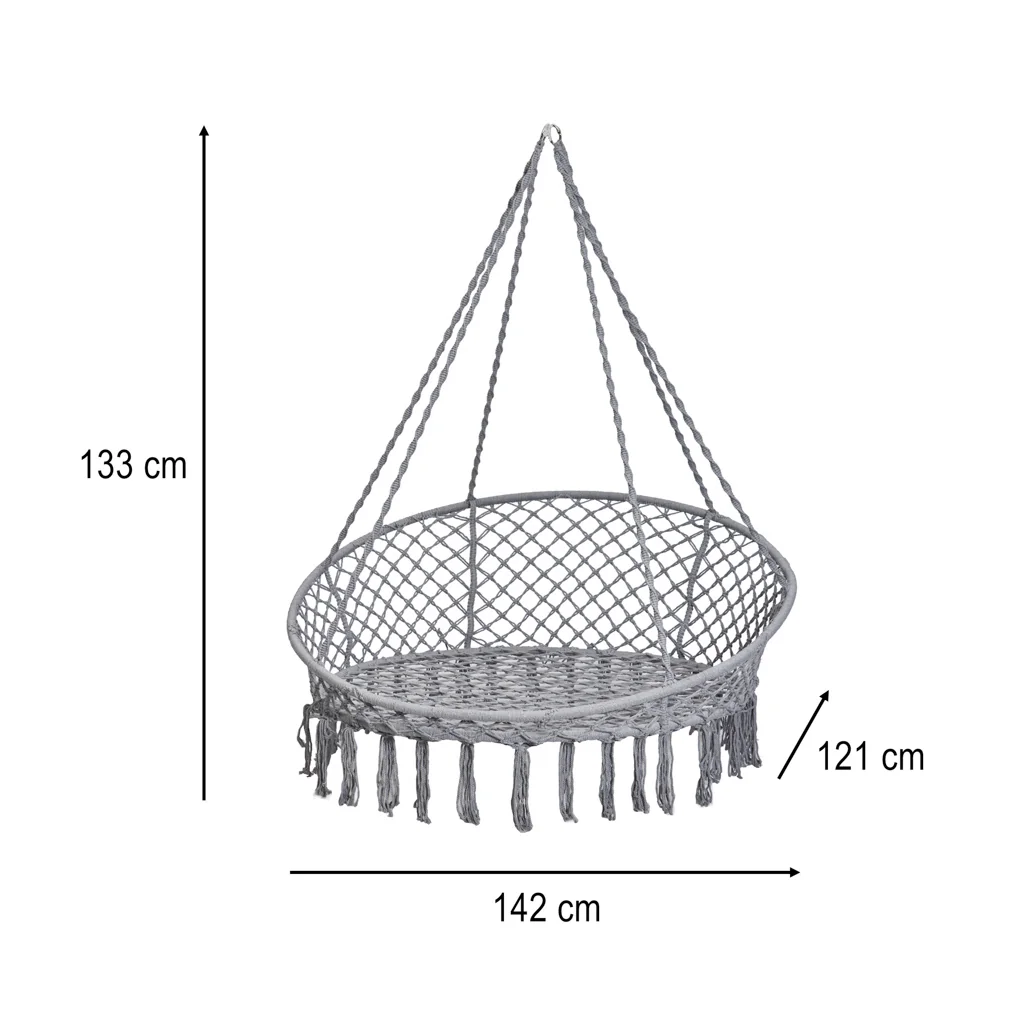 Záhradná hojdačka bocianie hniezdo XXL so sedákom a vankúšmi, sivá, do 300 kg