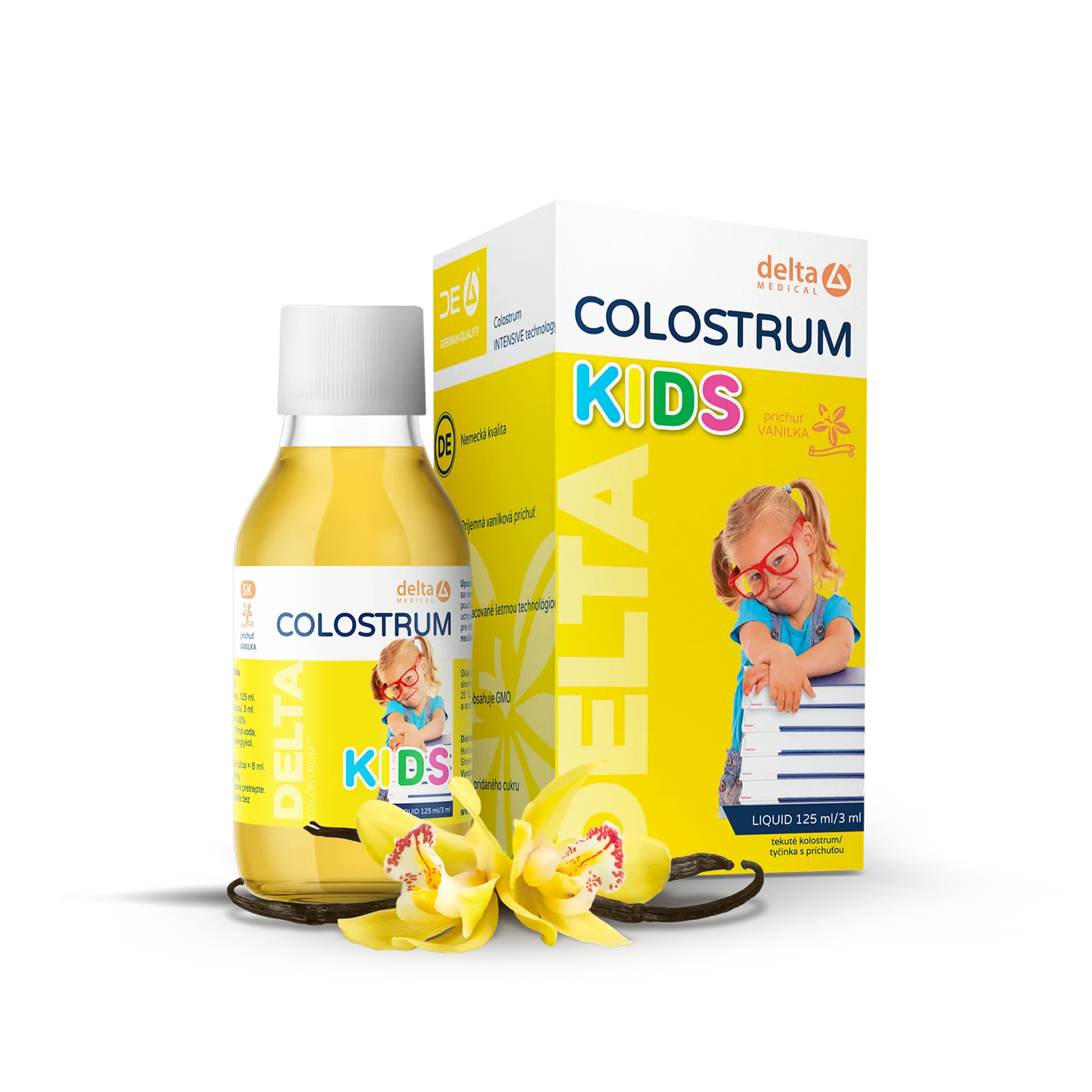 DELTA COLOSTRUM KIDS Vanilka s rýchlym účinkom 1×125 ml, kolostrum