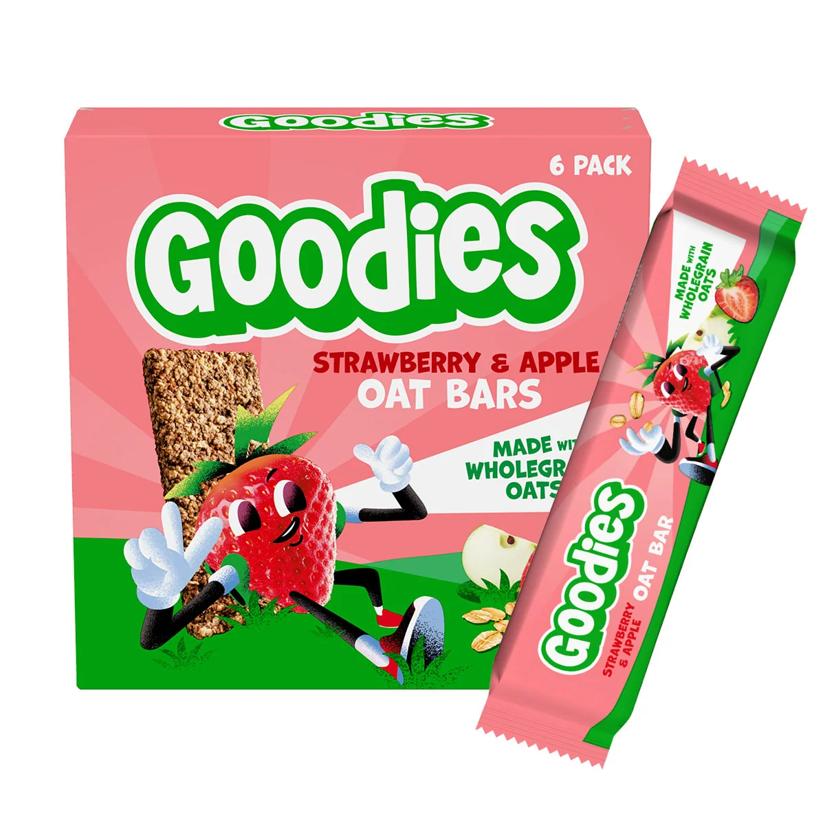 Goodies ovsená tyčinka jahody a jablko MLTP 6×23 g, ovsená tyčinka