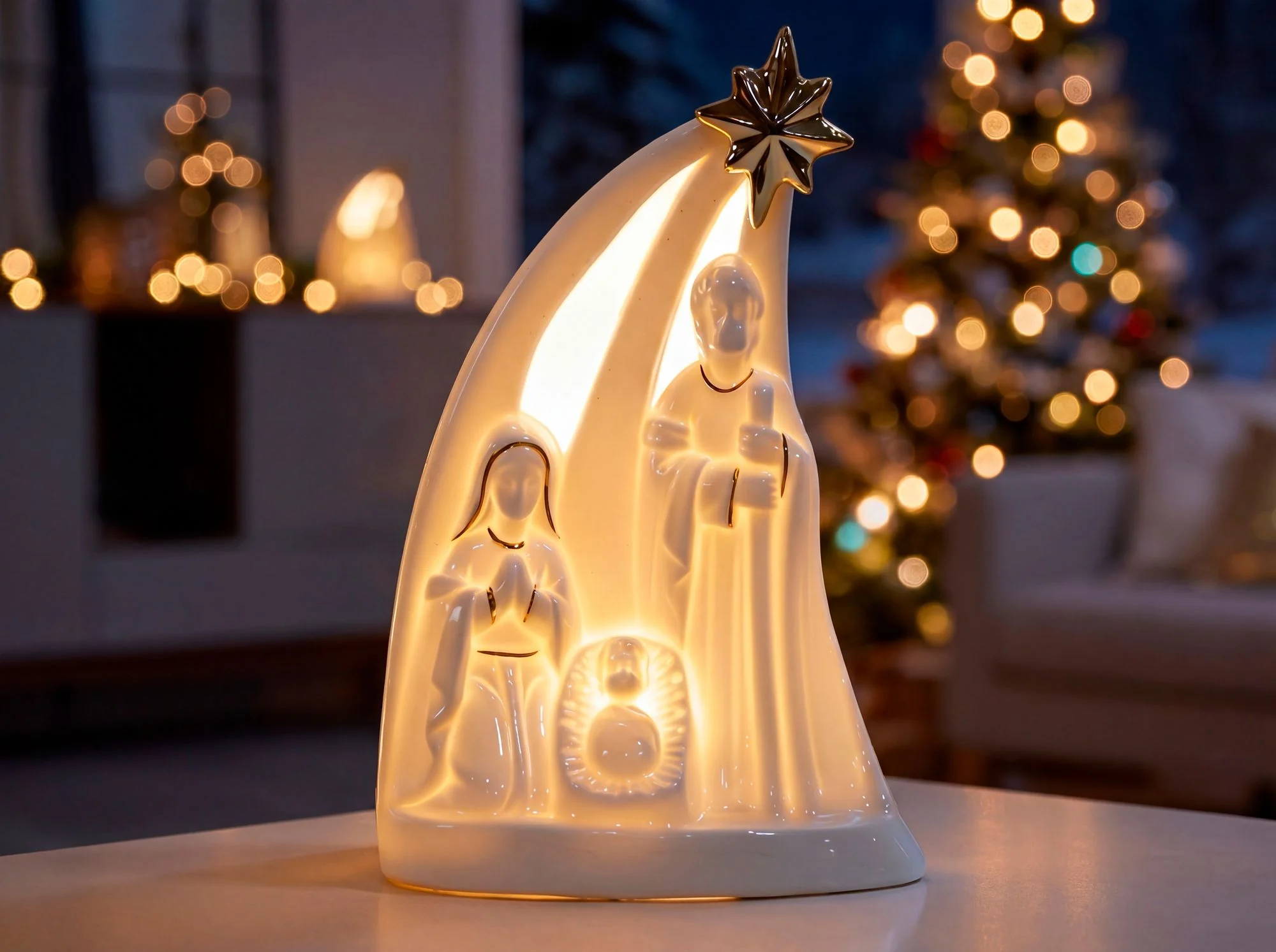 MagicHome vianočná LED dekorácia Modliace deti, balenie 12 ks 3 LED teplá biela, 3xLR44, 9x5,8x12,3 cm