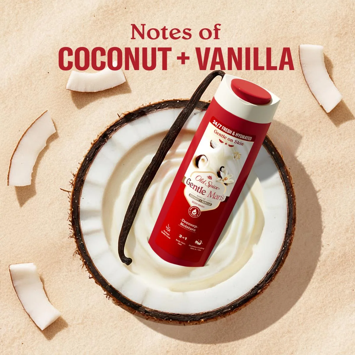 Old Spice Gentle Man's Kokos + Vanilka sprchový gél 3 v 1 400 ml