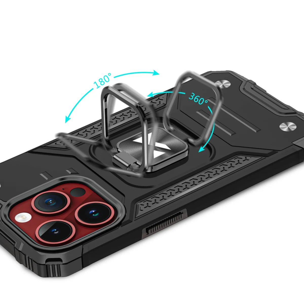 MG Ring Armor kryt na iPhone 15 Pro Max, čierny