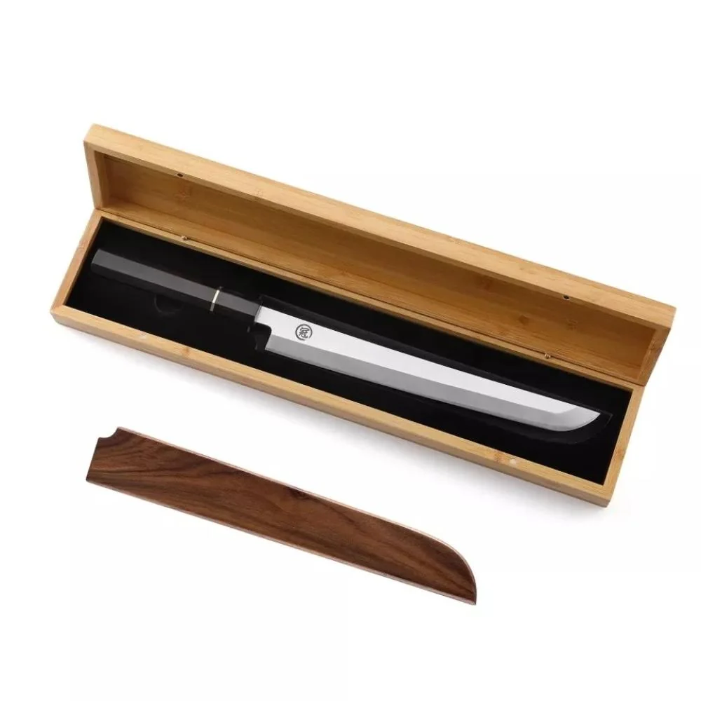 Kuchynský nôž na sushi s jednostranne brúsenou 26,5 cm, hnedá/čierna