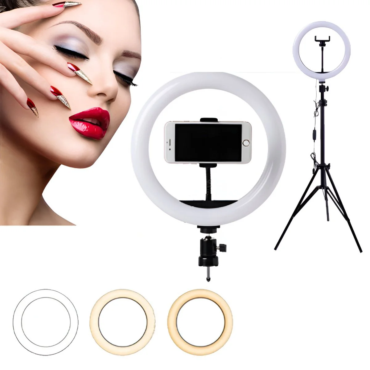 MG Selfie Ring Fill kruhové LED svetlo 10''+statív 1.8m+bluetooth remote, čierne