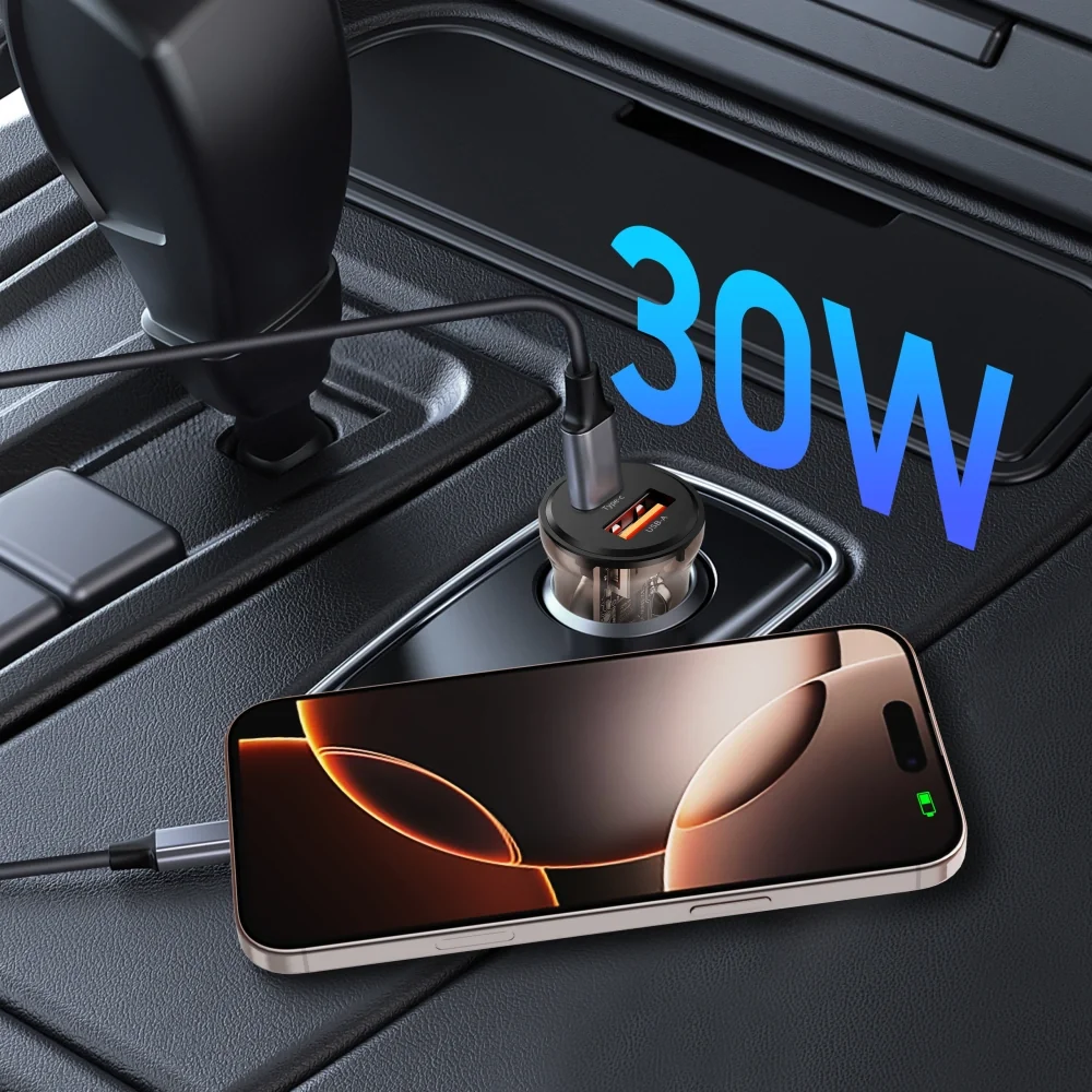 Tech-Protect CC01 autonabíjačka USB / USB-C 30W PD QC, čierna