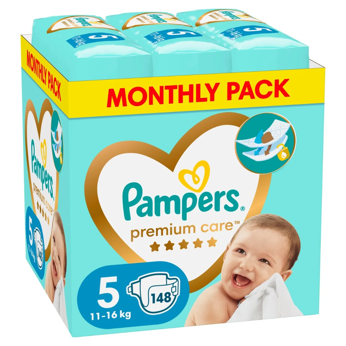 Pampers Premium MBP S5 148ks (11-16kg) 1×148 ks, plienky