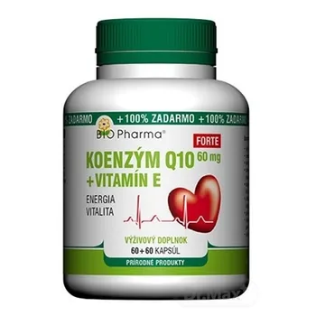 BIO Pharma Koenzým Q10 60 mg + Vitamín E Forte 1×120 cps, 60+60 cps, 100 % ZADARMO
