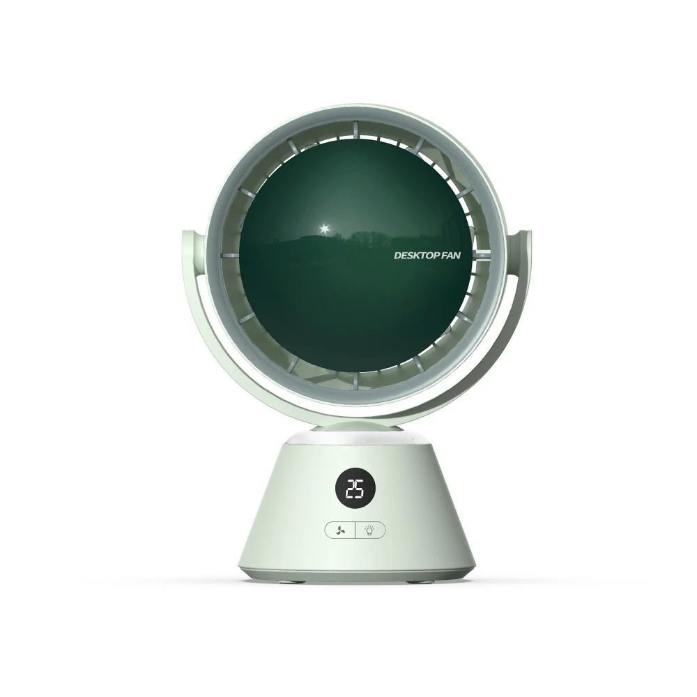 Otočný stolový ventilátor s osvetlením, matcha zelený