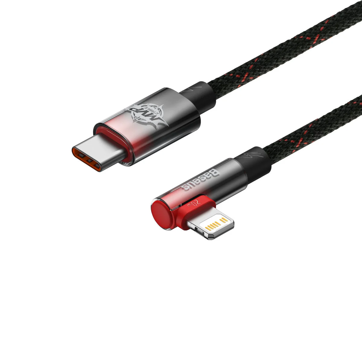 Baseus MVP Elbow kábel USB-C / Lightning 20W 2m, čierny/červený