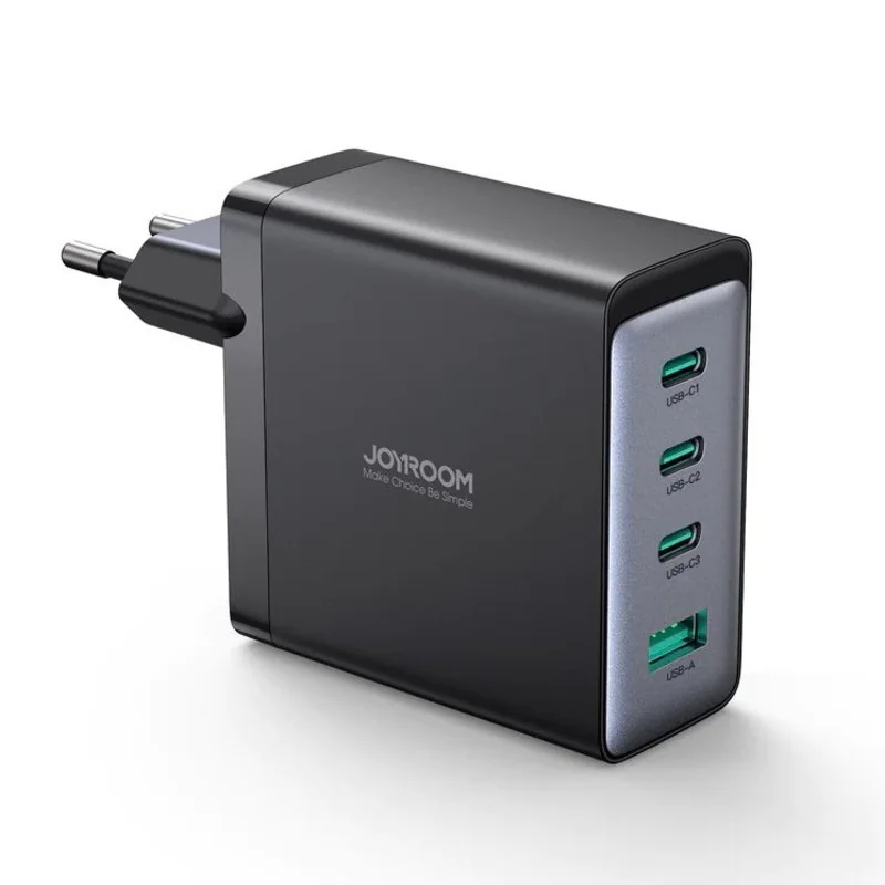 Joyroom JR-TCG04EU GaN sieťová nabíjačka USB / 3x USB-C 100W + kábel USB-C, čierna SB-C, čierna