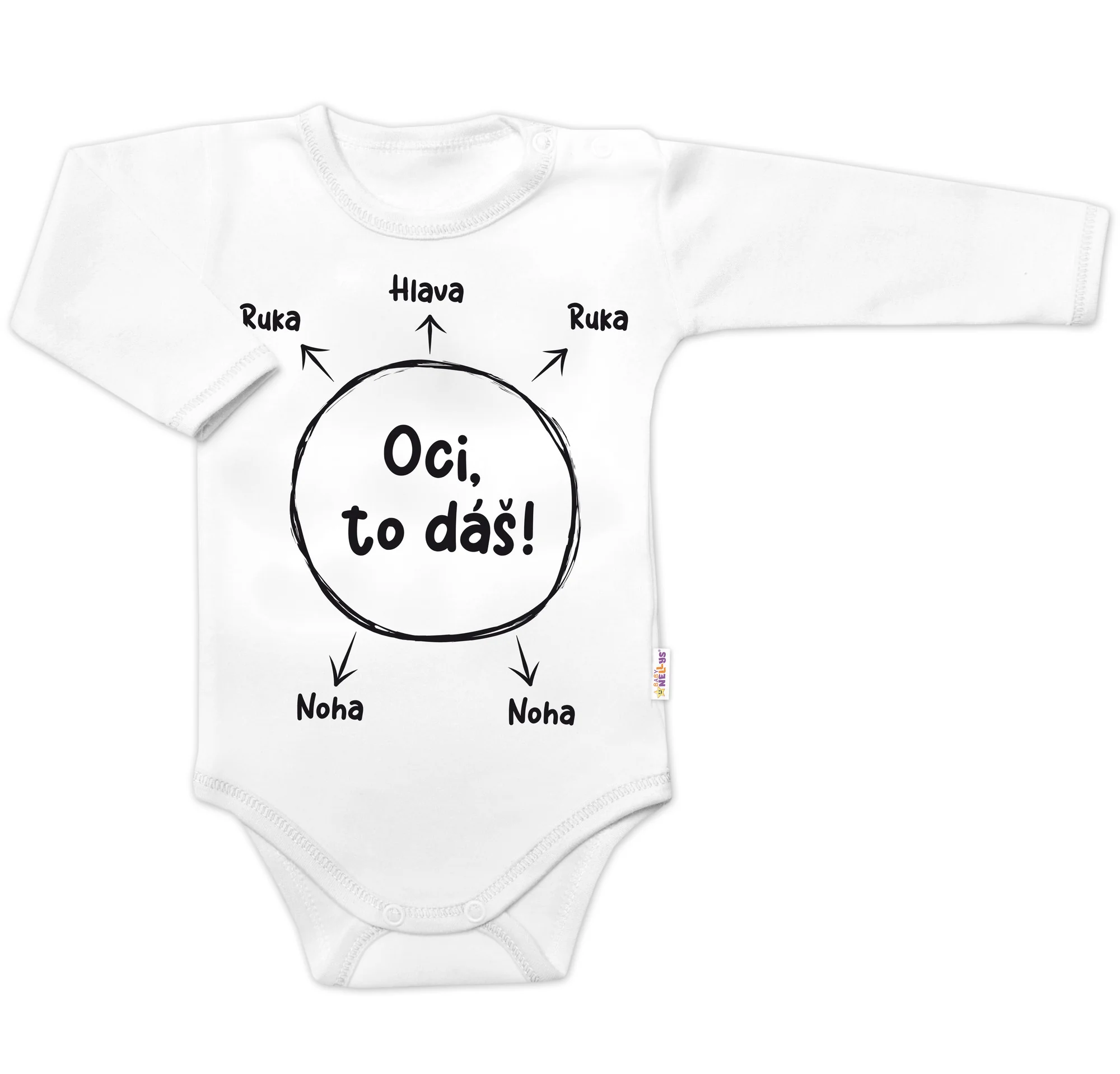 Body dlhý rukáv s vtipným textom, Oci, to dáš! - biele, veľ. 74