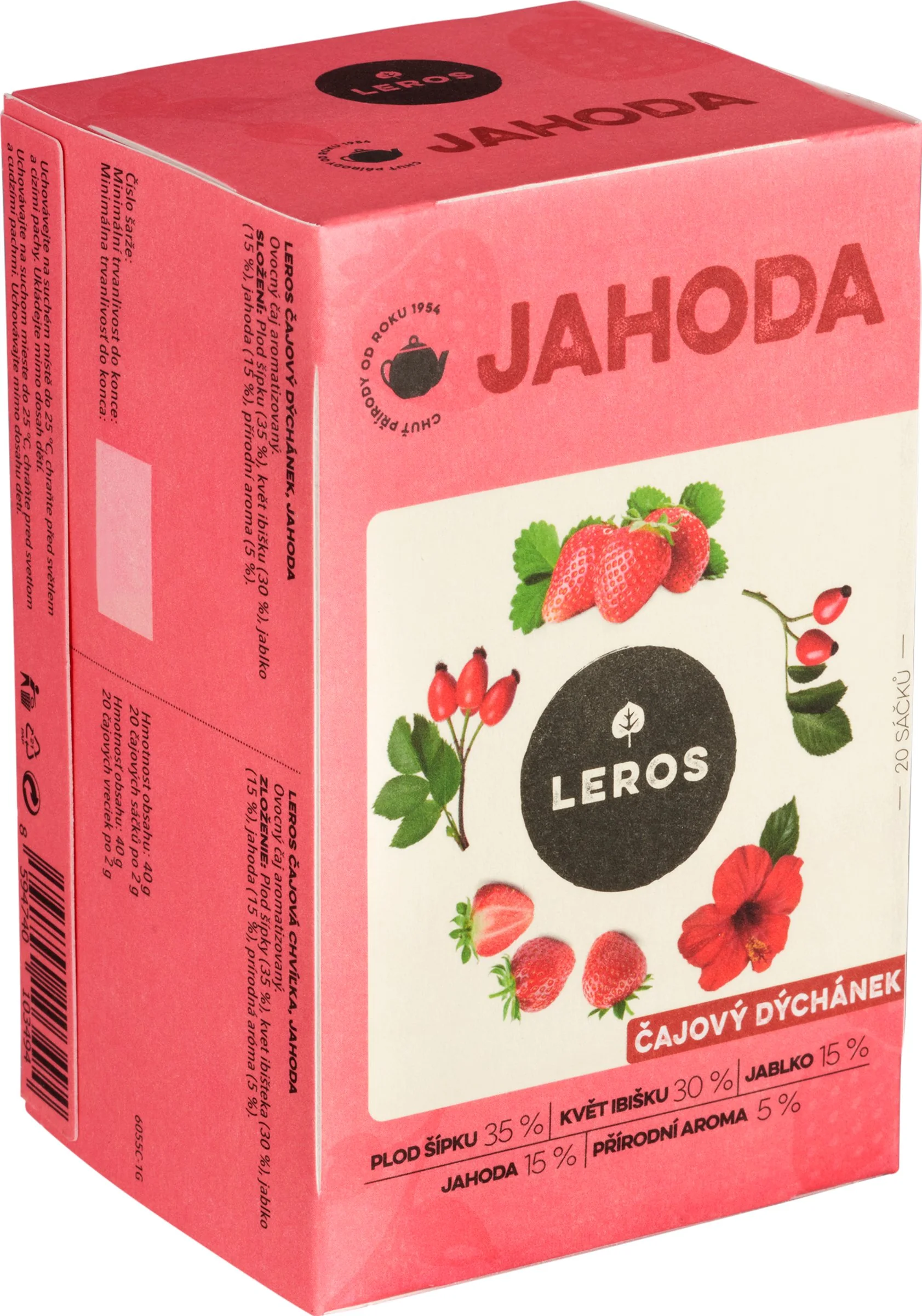 LEROS ČAJOVÁ CHVÍĽKA JAHODA 20×2 g, ovocný čaj