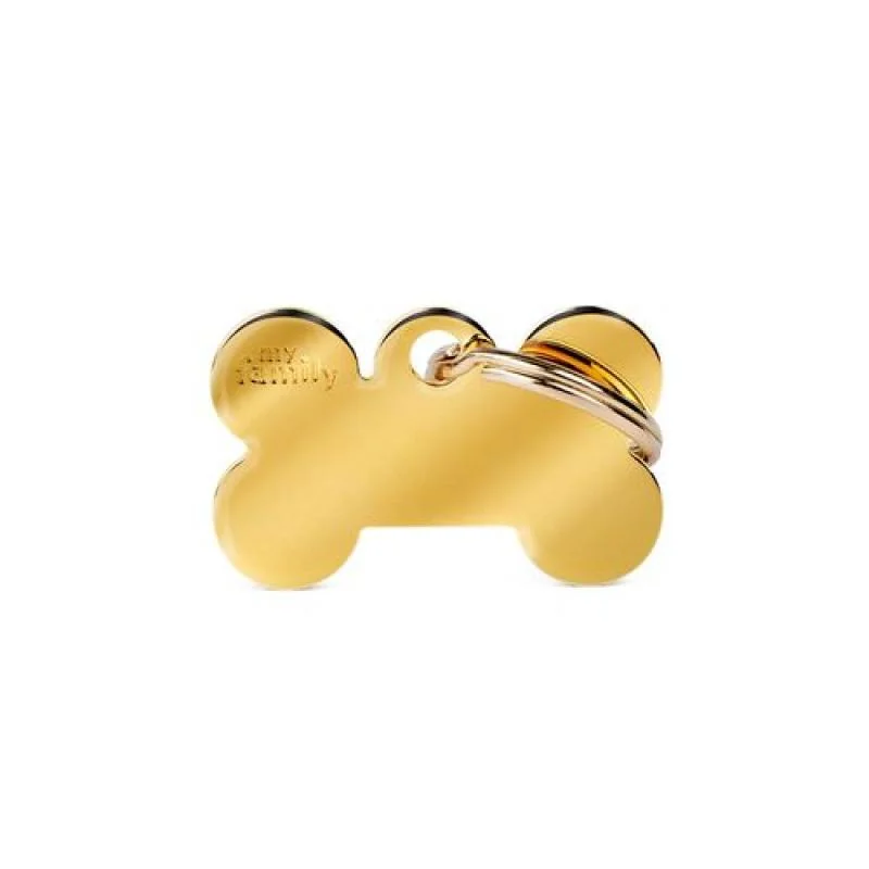 MF SMALL BONE GOLDEN BRASS 1,9x3 cm gravírovateľný prívesok