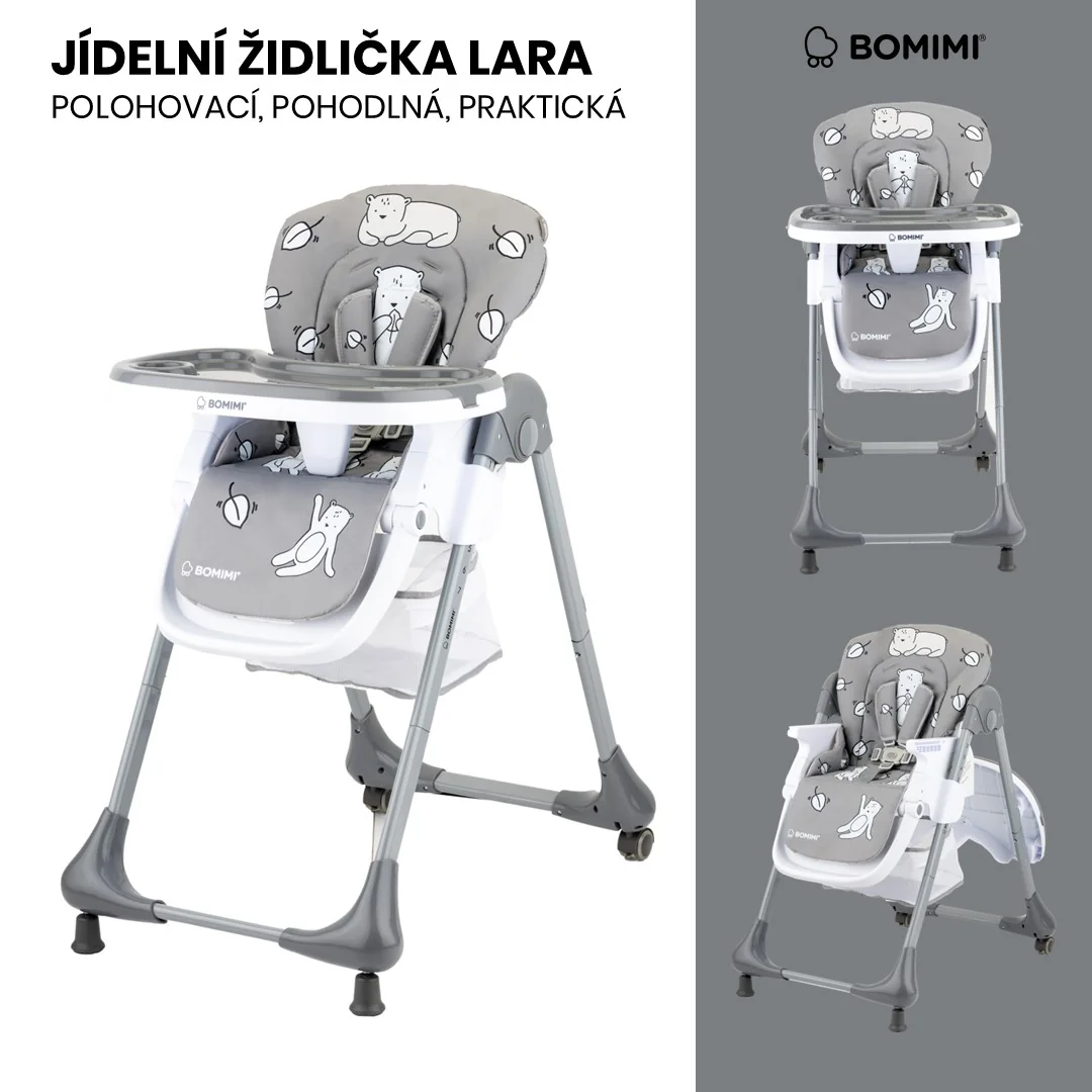 Bomimi LARA jedálenská stolička Medvedík sivá