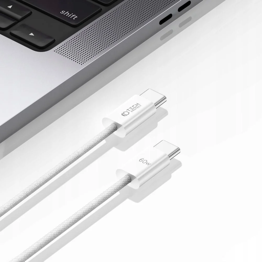 Tech-Protect Ultraboost kábel USB-C / USB-C PD 60W 3A 2m, biely