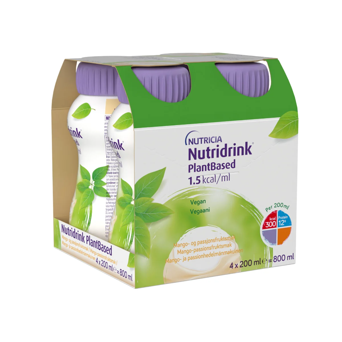 Nutridrink Plant Based s príchuťou mango, marakuja 4 x 200 ml, nápoj na medicínske účely