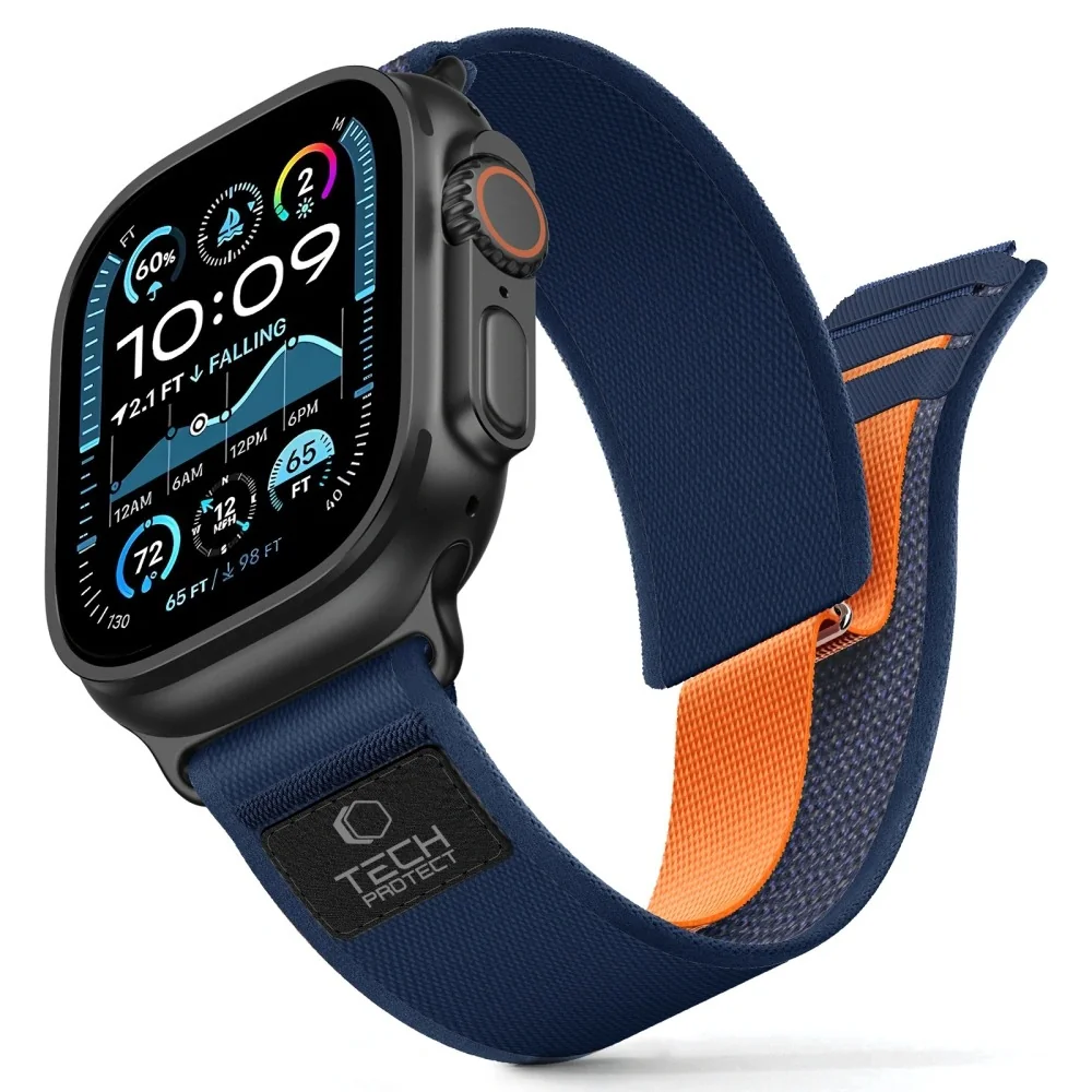 Tech-Protect Nylon Elite remienok na Apple Watch 44/45/46/49mm, navy / orange orange