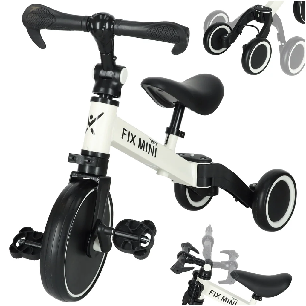 Detský bicykel 3v1 Trike Fix Mini s pedálmi – biela