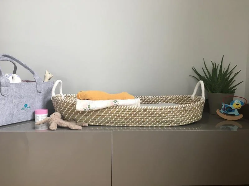 AHOJBABY Košík prebaľovací pre bábätko Smart Basket natural + podložka 1×1 ks, prebaľovací košík