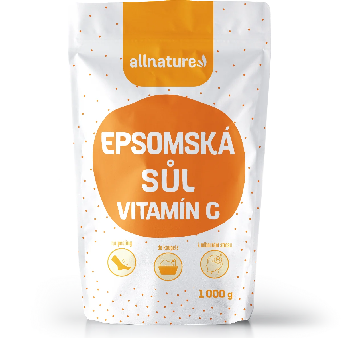 Allnature Epsomská Soľ Vitamín C 1000g 1×1000 g, epsomská soľ do kúpeľa